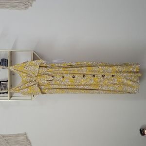 Yellow ditsy floral midi dress